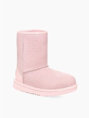 UGG Little Kids Classic II Pink Gel Hearts Boots Size 2